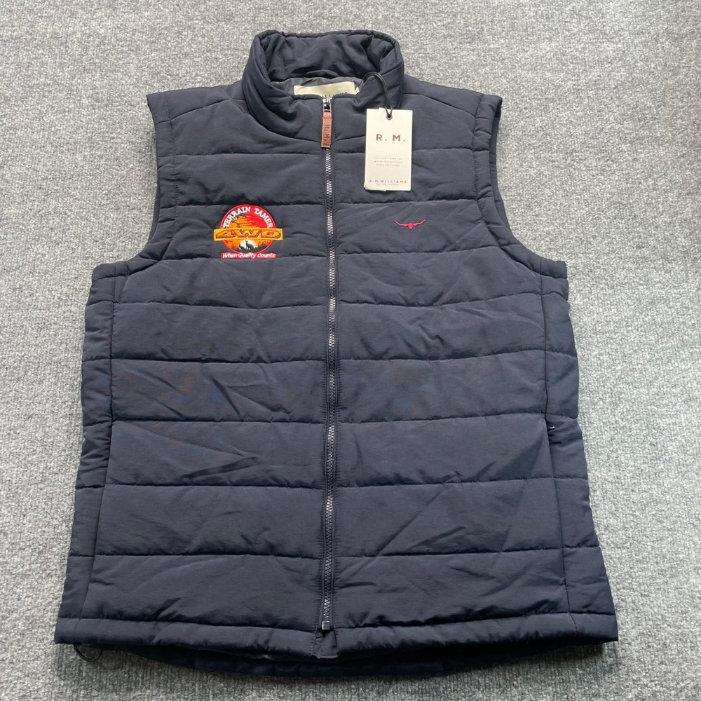 R.M. Williams Patterson Creek Vest Men's S Navy Blue Puffer Quilted
